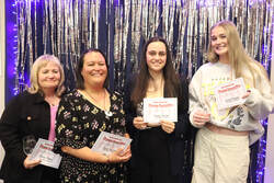 Recipients of 10 year glasses: (L to R) Rose Appo,  Tash Austin, Emily Austin and  Brielle Moulin