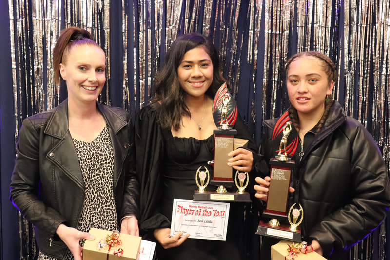 Senior C (L to R): Team Spirit - Averil Inder, Player of the Year - Sasa Leuila and Most Improved - Nia Brown	